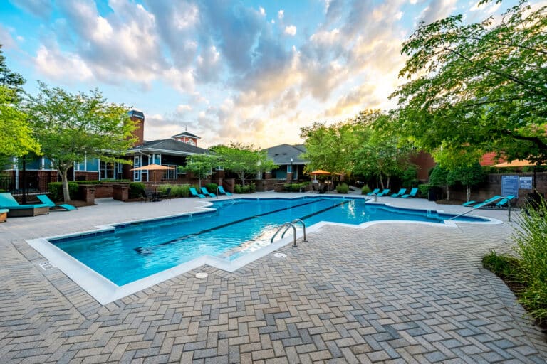 Relax out at our resort-style pool at our Cary apartments.
